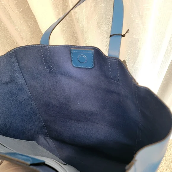 Karl Lagerfeld Karl Signature Perforated Leather Shopper Tote Blue NWT